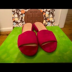 Stuart Weitzman suede slides